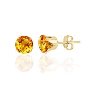 Citrine Stud Earrings in 14K Solid Gold / Sterling Silver / 14K Gold Filled  Citrine Jewelry, November Birthstone, 13th Anniversary Gift