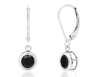 Black Onyx Drop Earrings in Sterling Silver, Black Onyx Jewelry, Black Gemstone Earrings, 7th Anniversary Gift