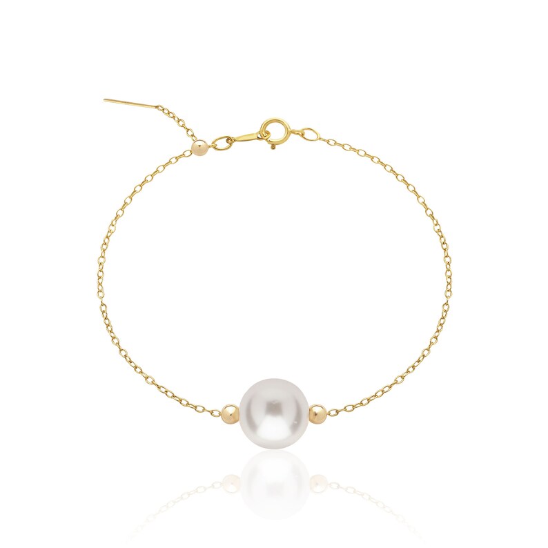 Minimalist June Birthstone Bracelet Dainty Single Pearl Bracelet for Women in 14K Gold Filled Pearl Jewelry 3rd or 30th Anniversary Gift