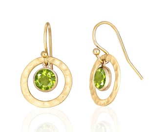 Peridot Drop Dangle Earrings 14K Gold Filled or Sterling Silver, Peridot Jewelry, August Birthstone, 16th Anniversary Gift for Her