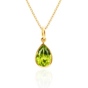 1.5 CT Natural Peridot Pendant Necklace 14K Gold Filled or Sterling Silver, August Birthstone