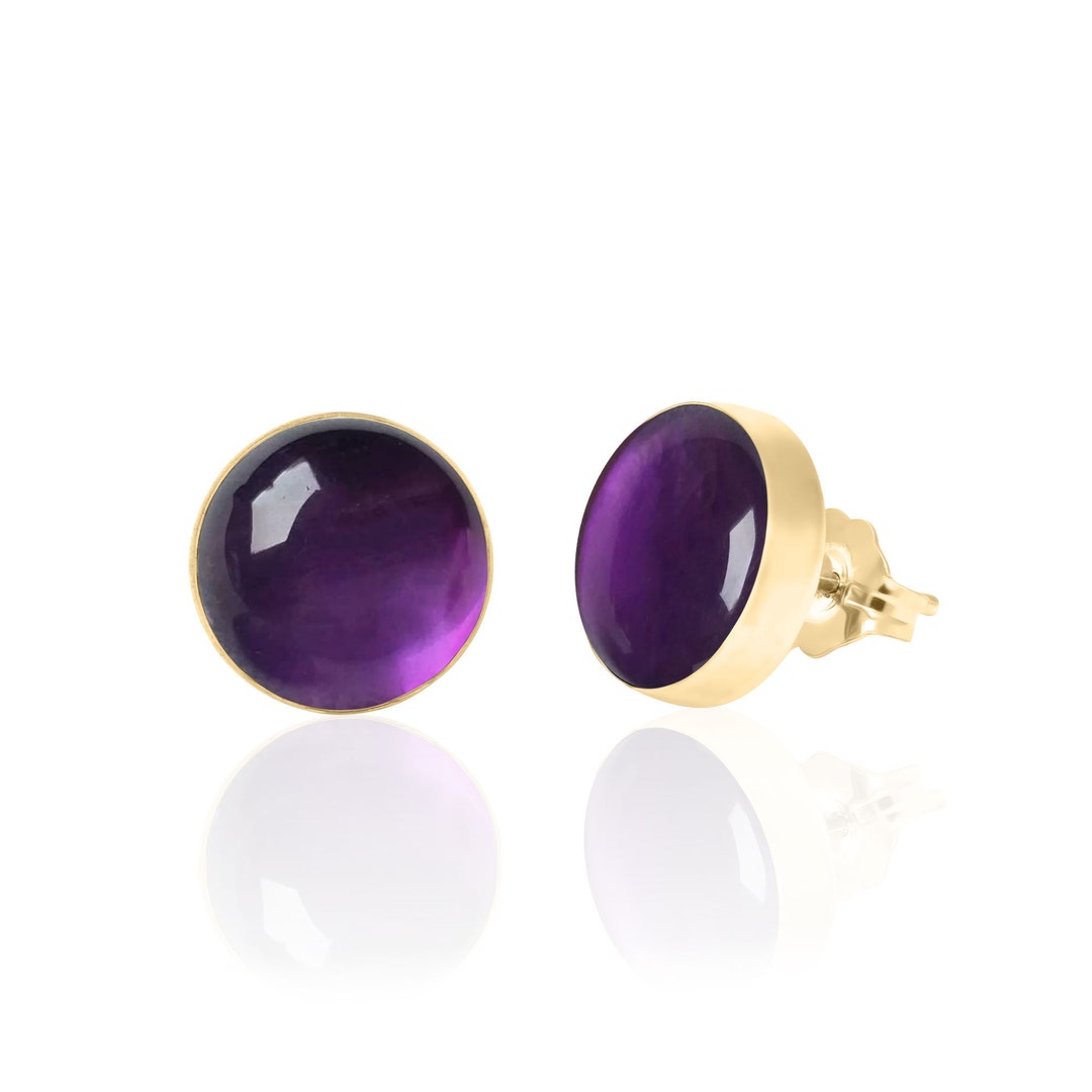 Boucles D'oreilles Or Jaune 14K Avec Améthyste – Forme Poire, 10.7g, Pierre Violette, Occasion