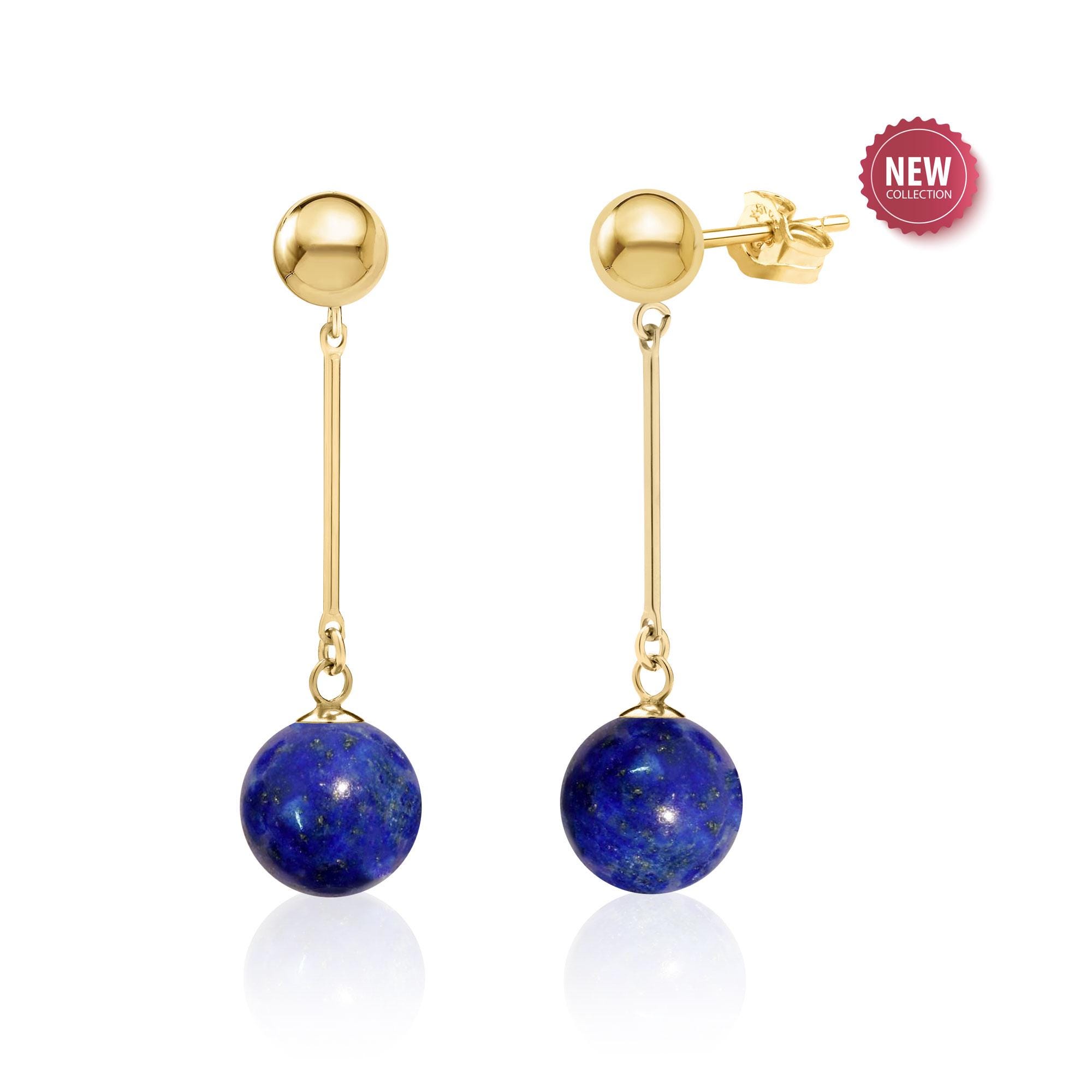 ラピスラズリのレディース用ダングルイヤリング（14Kゴールドフィルド