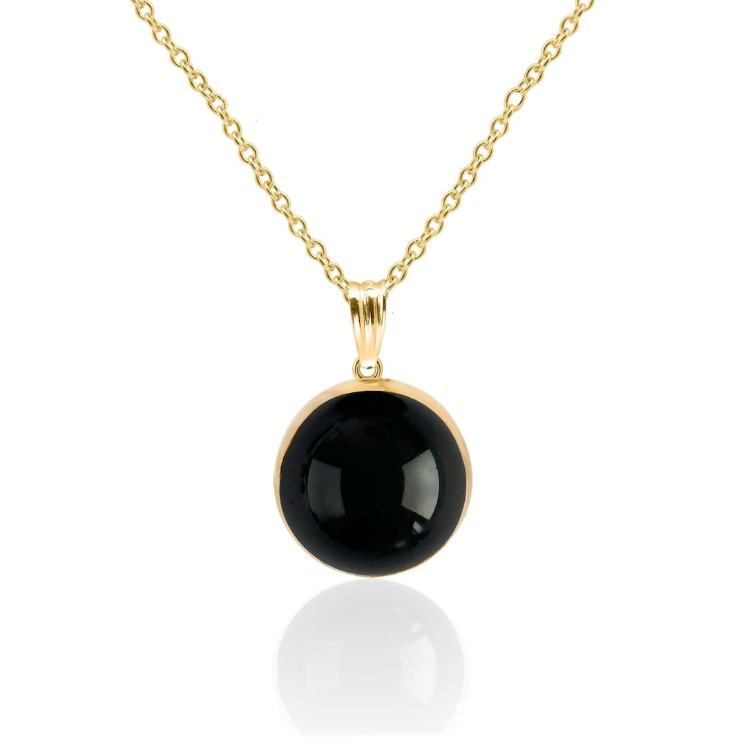 Black Onyx Pendant Necklace in 14K Gold Filled, Leo Star Sign 