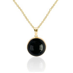 Black Onyx Pendant Necklace in 14K Gold Filled, Leo Star Sign Birthstone, 7th Year Anniversary Jewelry Gift Ideas