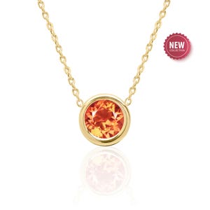2.5 Ct Lab-Created Orange Sapphire Necklace in 14K Solid Gold / Sterling Silver / 14K Gold Filled, Unique September Birthstone Jewelry Gift