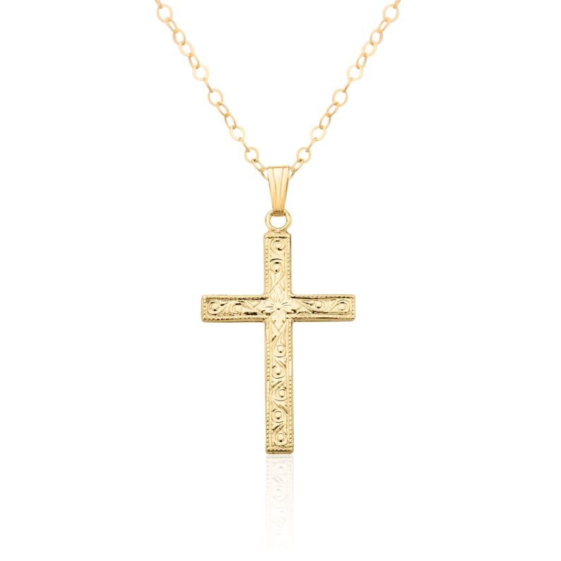 Cross Necklace for Women 14K Gold Filled, Gold Cross Pendant, Religious Necklace, Confirmation Gift for Girls, Christian Religious Jewelry 