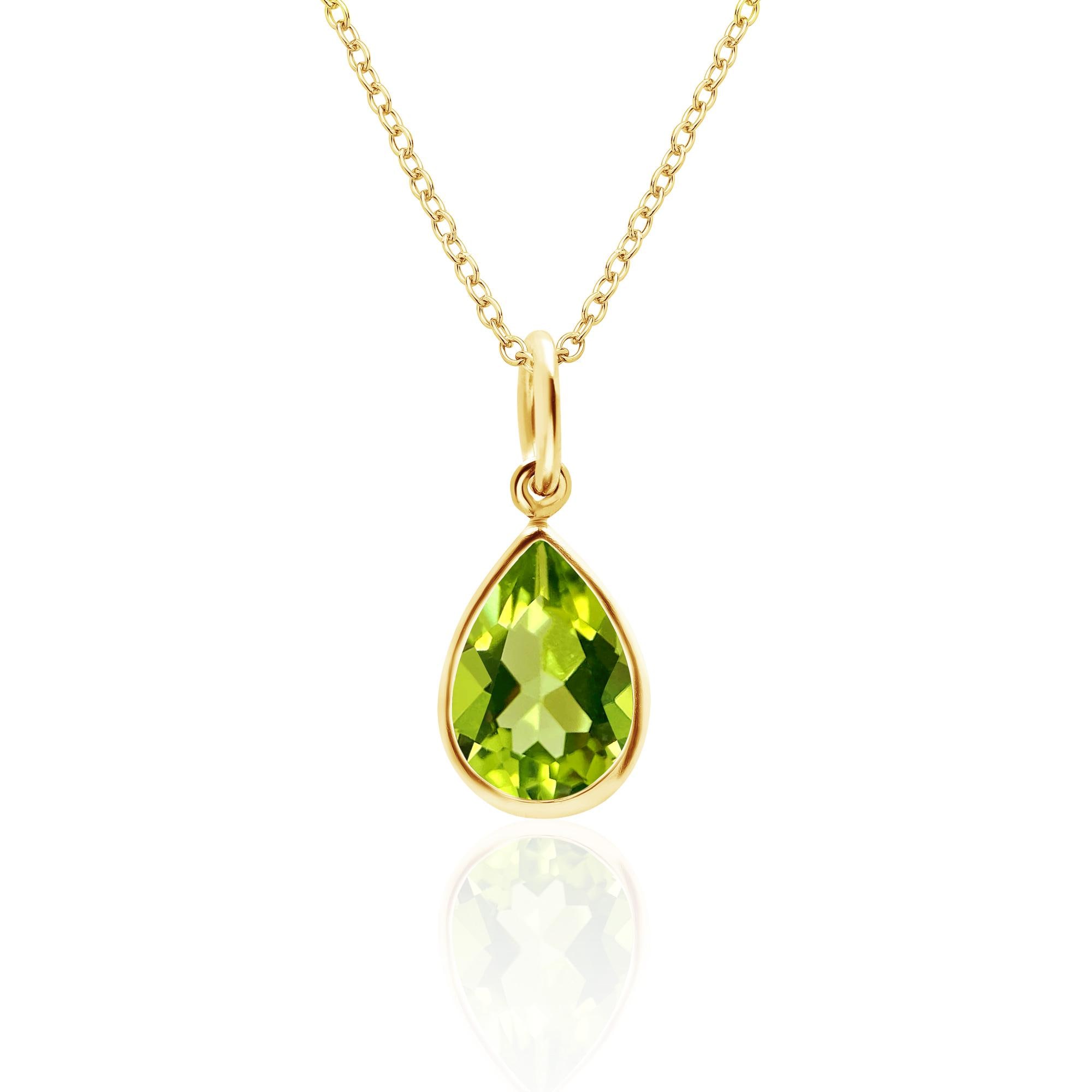 1.5 CT Natural Peridot Pendant Necklace 14K Gold Filled or Sterling Silver, Genuine Peridot Jewelry, August Birthstone,16th Anniversary Gift