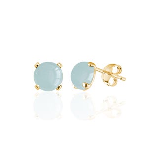 Small Aquamarine Stud Earrings for Women in 14K Gold Filled or Sterling Silver, March Birthstone, 19th Anniversary Gifts for Her