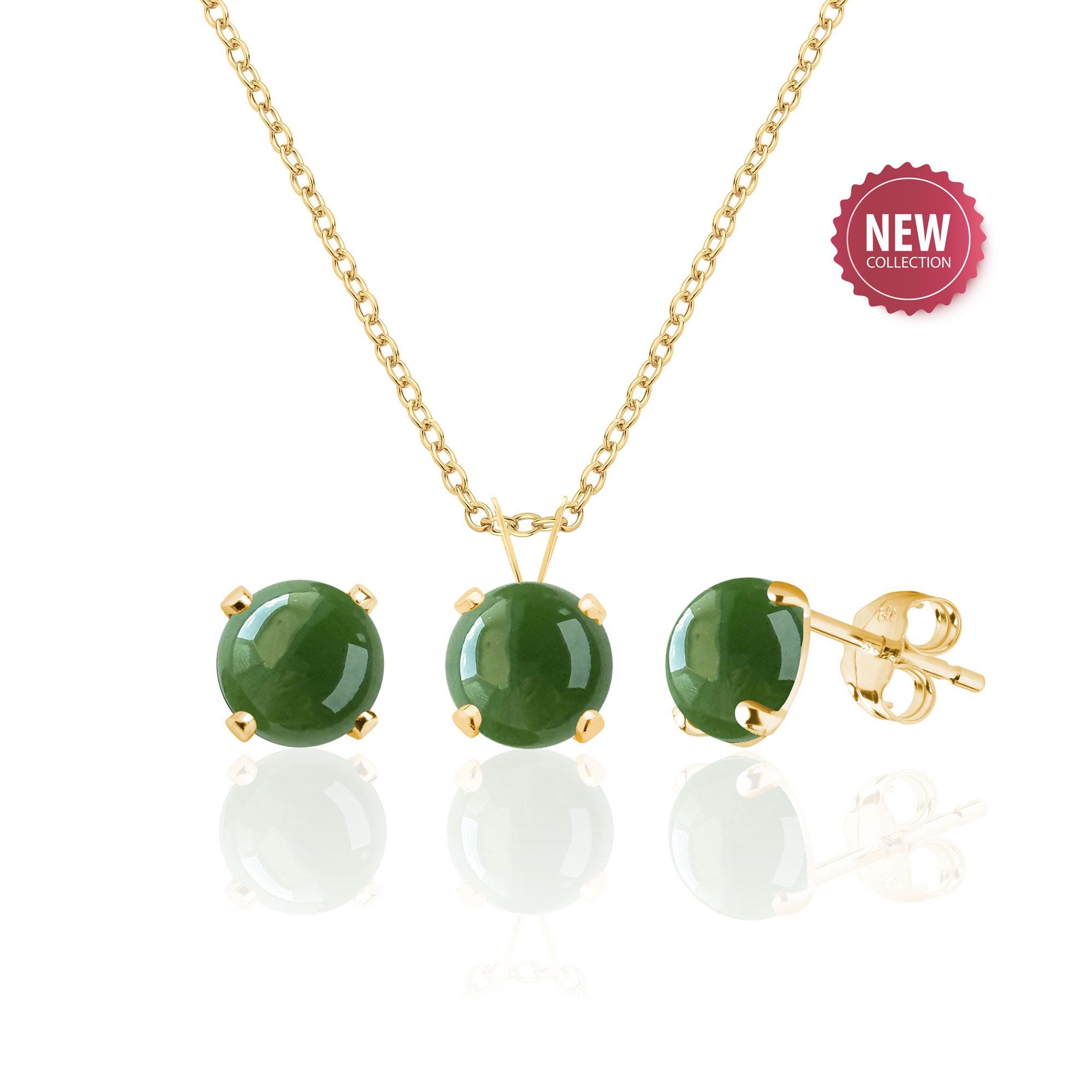 Jade necklace and earrings set deals