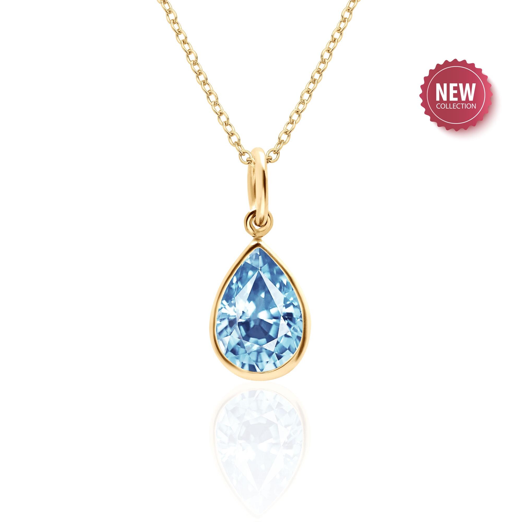 Lab Aquamarine Necklace in 14K Gold Filled or Sterling Silver, March Birthstone Jewelry, 19th Anniversary Gift