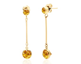 Citrine Stud Drop Earrings in 14K Gold Filled, November Birthstone Jewelry