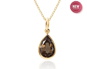 Smoky Quartz Pendant Necklace in 14K Gold Filled or Sterling Silver, Brown Gemstone Jewelry, November Birthstone