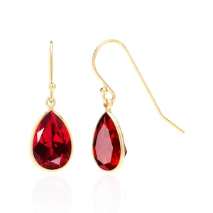 Ruby Teardrop Earrings in 14K Gold Filled or Sterling Silver, Lab Created Ruby Jewelry, July Birthstone, 15th or 40th Anniversary Gift