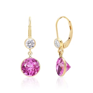 Pink Sapphire Earrings for Women in 14K Gold Filled or Sterling Silver, Lab Created Sapphire Jewelry, Christmas Gifts for Her