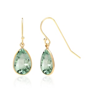 Green Amethyst Earrings in 14K Gold Filled or Sterling Silver, Prasiolite Earrings, Green Amethyst Jewelry, 6th or 33rd Anniversary Gifts Green Amethyst
