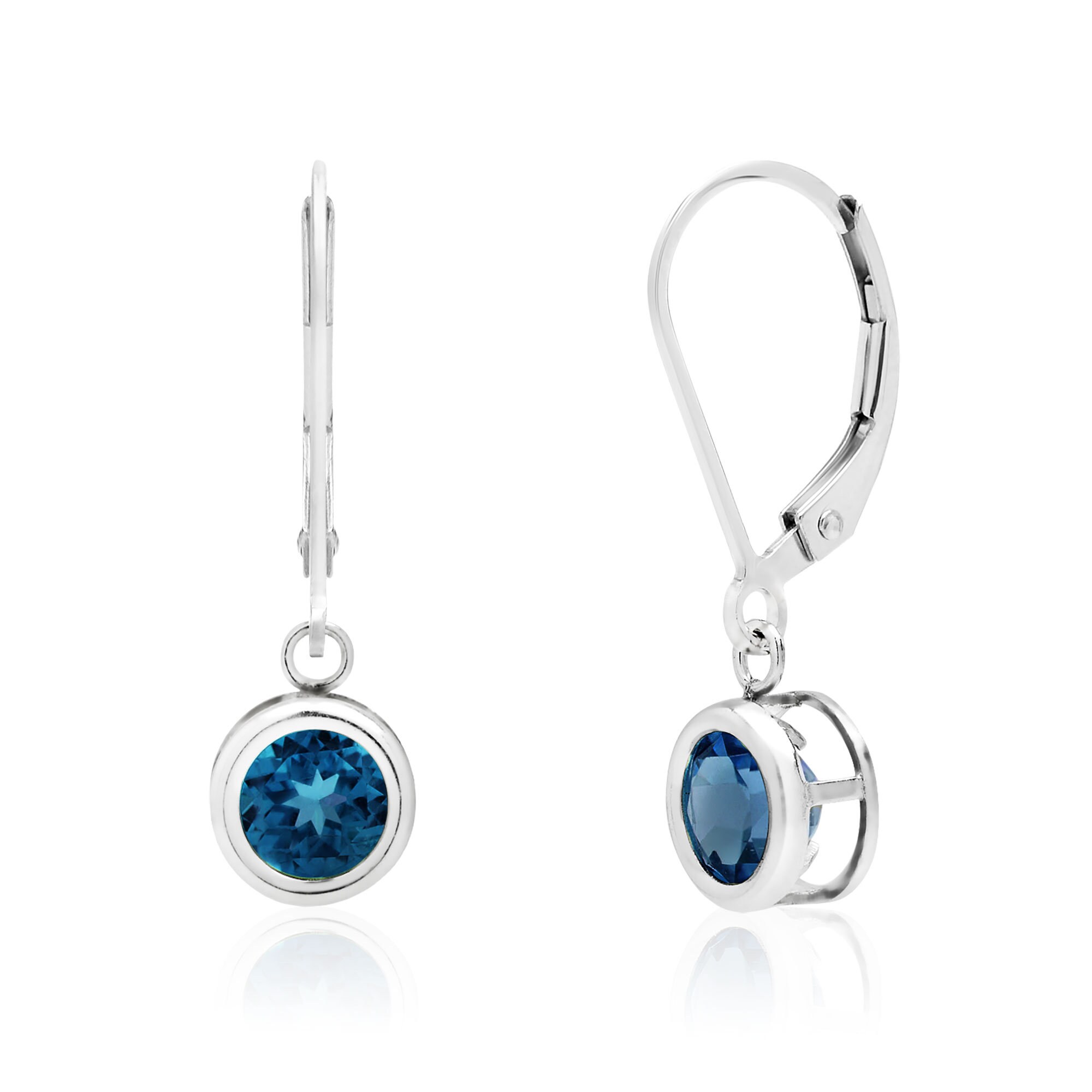 December Birthstone Silver Dangle Earrings Anniversary Gift For Her Handmade Earrings Dainty Earrings London Blue Topaz Earrings