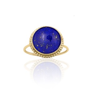 12 mm Round Lapis Lazuli Ring for Women 14K Gold Filled, Lapis Lazuli Jewelry, 9th Anniversary Gift, Cobalt Blue Semiprecious Gemstone Ring