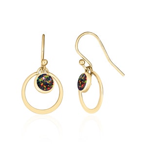 Dainty Opal Earrings for Women in 14K Gold Filled, October Birthstone Earrings, 14th Anniversary, Christmas Gift for Her Fire Opal • Kyocera
