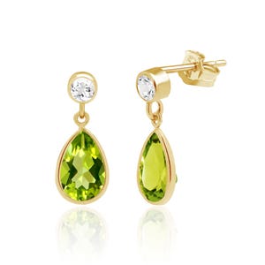 Peridot Earrings | 14K Gold Filled and Sterling Silver | August Birthstone Jewelry | 16th Anniversary Gift