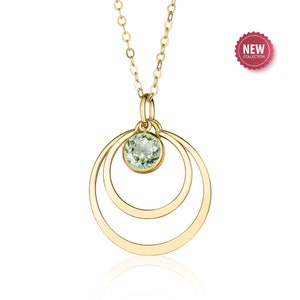 Sage Green Amethyst Pendant Necklace 14K Gold Filled or Sterling Silver, Prasiolite Jewelry, February Birthstone Necklace for Women