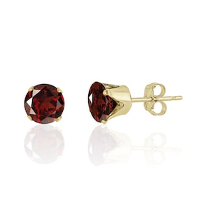 Garnet Stud Earrings in 14K Solid Gold / 14K Gold Filled / Silver, Garnet Jewelry, January Birthstone, 2nd Anniversary Gifts for Her