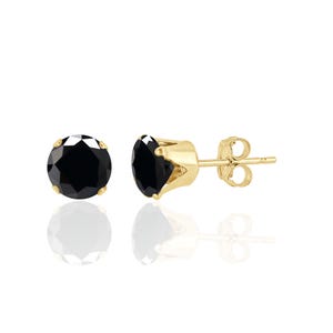 Black Onyx Earrings Studs in 14K Solid Gold / 14K Gold Filled / Sterling Silver - Available in three sizes, 7th Anniversary Gift