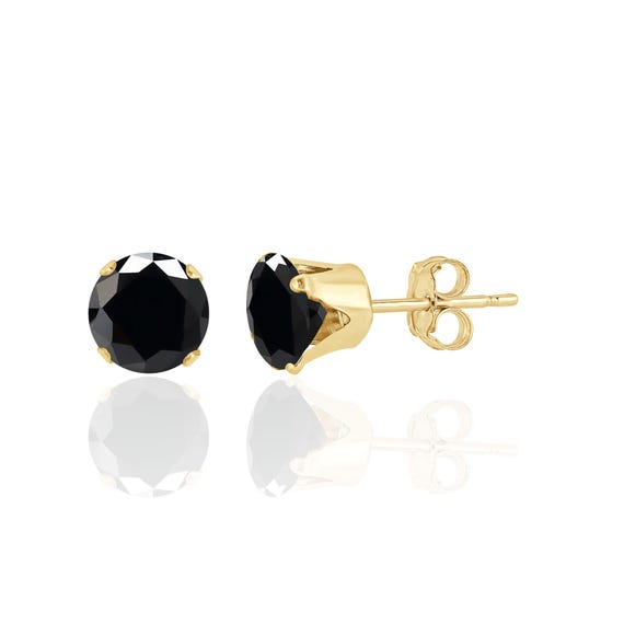 Eclipse 14K Yellow Gold Onyx and Diamond Drop Earrings  14k Onyx Earring display picture 1