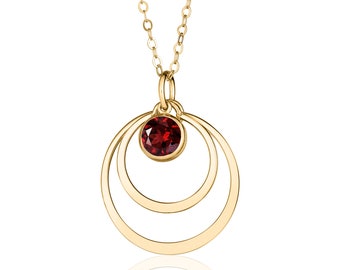 Garnet Pendant Necklace 14K Gold Filled or Sterling Silver, January Birthstone