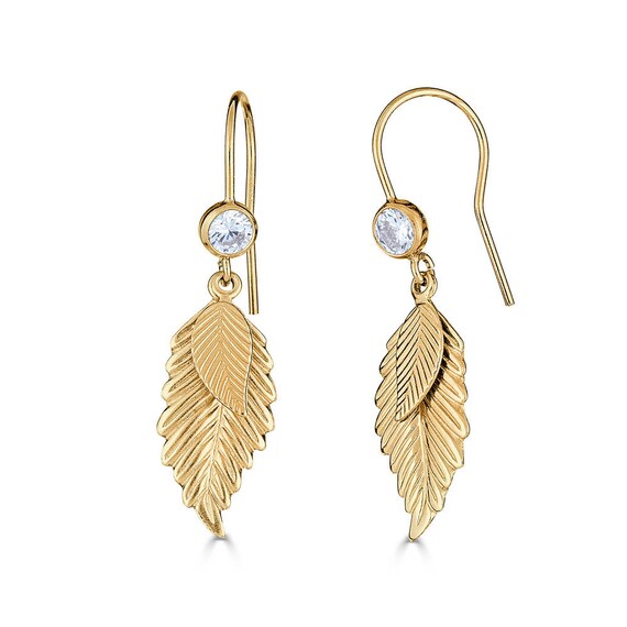 [wingbling] 14K Gold☆Flona natural embroidery Earrings 14K Gold Fill Leaf Earrings, Gold Leaf Drop Earrings, Bridal