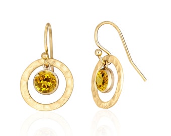 Citrine Earrings 14K Gold Filled or Sterling Silver, November Birthstone Earrings, 13th Anniversary Gift