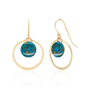 Turquoise Earrings for Women in 14K Gold Filled, Turquoise Jewelry, December Birthstone, 11th Anniversary Gift for Her