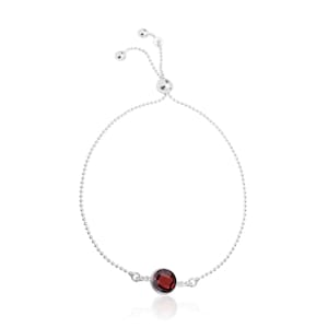 Ruby Bracelet in Sterling Silver, Adjustable Slider Gemstone Bracelet, July Birthstone Bracelet, 15th Anniversary Gift for Her