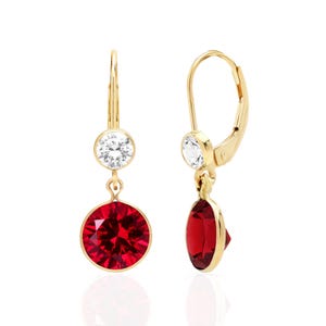 Ruby Earrings - 4 Ct. 8 mm round Lab-Created Gemstones, July Birthstone Jewelry