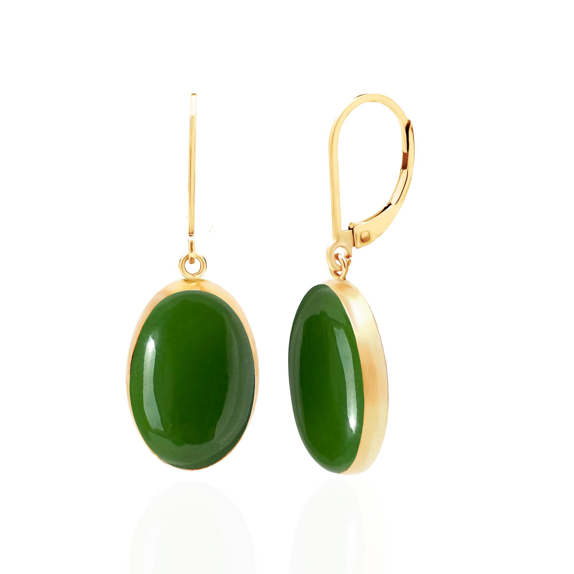 Boucles D'oreilles Jade Et Argent 925 - Pendantes, Très Originales, Neuves Sans Emballage