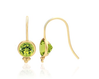 Peridot Gemstone Earrings in 14K Gold Filled, Peridot Jewelry, August Birthstone, Dainty Minimalist Gold Drop Earrings,16th Anniversary Gift