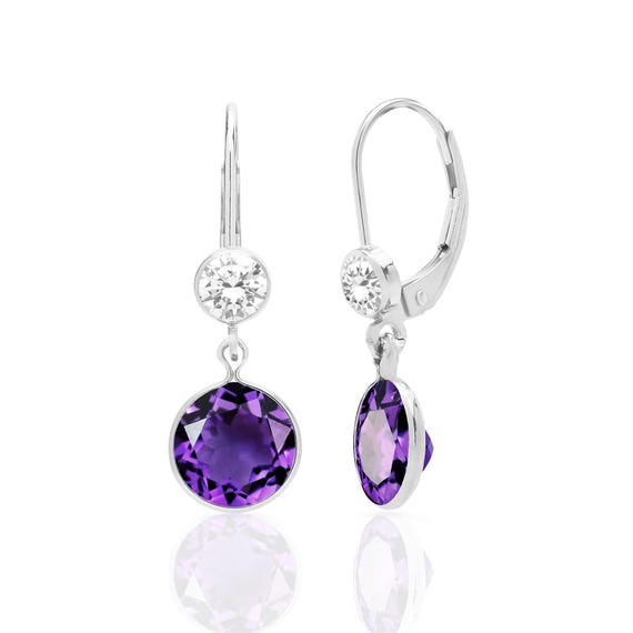 Boucles D’oreilles Dormeuses – Fée Améthyste – Argent Massif – Occasion Bon état