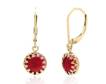 Ruby Earrings Vintage Style in 14K Gold Filled, Lab Created Ruby Jewelry, July Birthstone Earrings, 15th or 40th Anniversary Gift