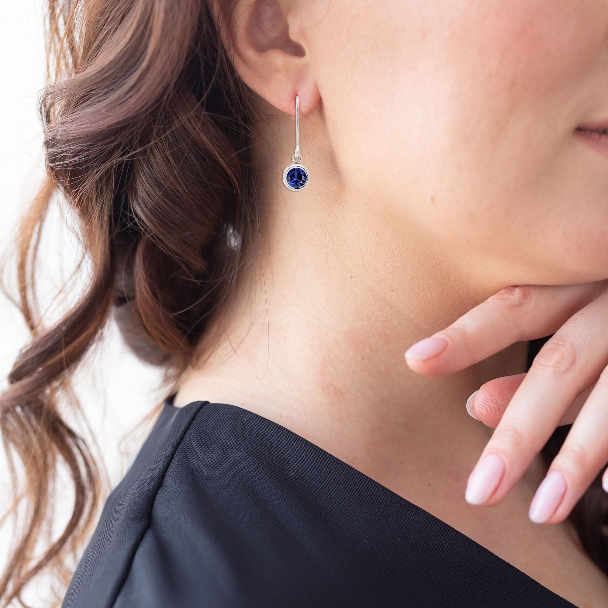Orecchini In Argento 925 Con Zaffiro Blu – Incastonatura A Griffe, Pietra 5 Mm, Regalo Di Settembre