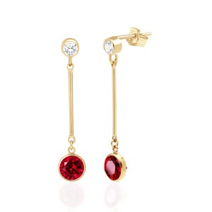 Ruby Drop Dangle Earrings -14K Gold Filled or Sterling Silver, July Birthstone Jewelry, 15th / 40th Anniversary Gift