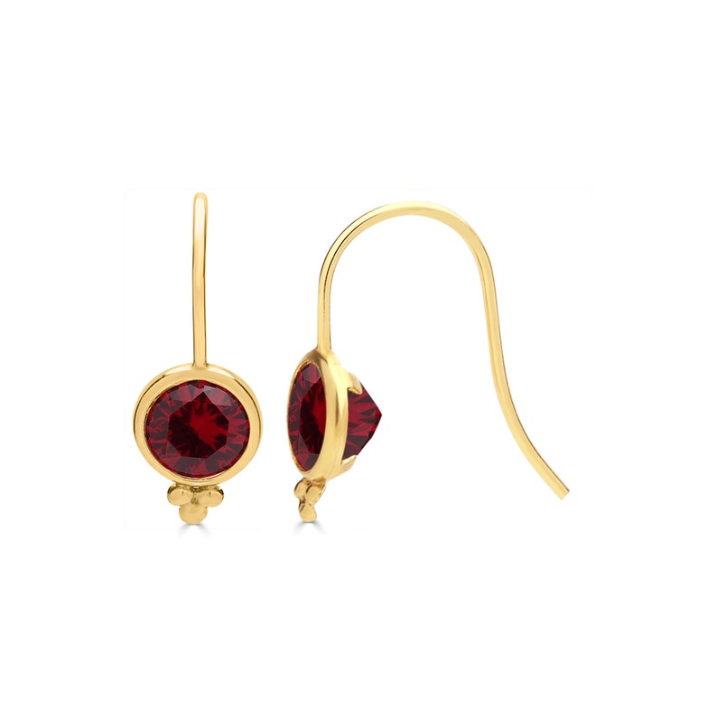 Dainty Ruby Drop Earrings in 14K Gold Filled Lab Created Ruby | Etsy