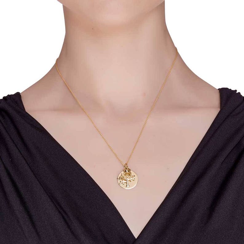 Mother of the Bride Gift Mother of the Groom Gift Family Tree Pendant Tree of Life Necklace in Gold Plated Sterling Silver