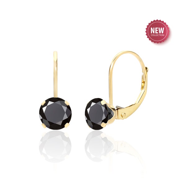 Black Onyx Earrings 14K Solid Gold, Onyx Jewelry for Women, 7th Anniversary Gift for Her