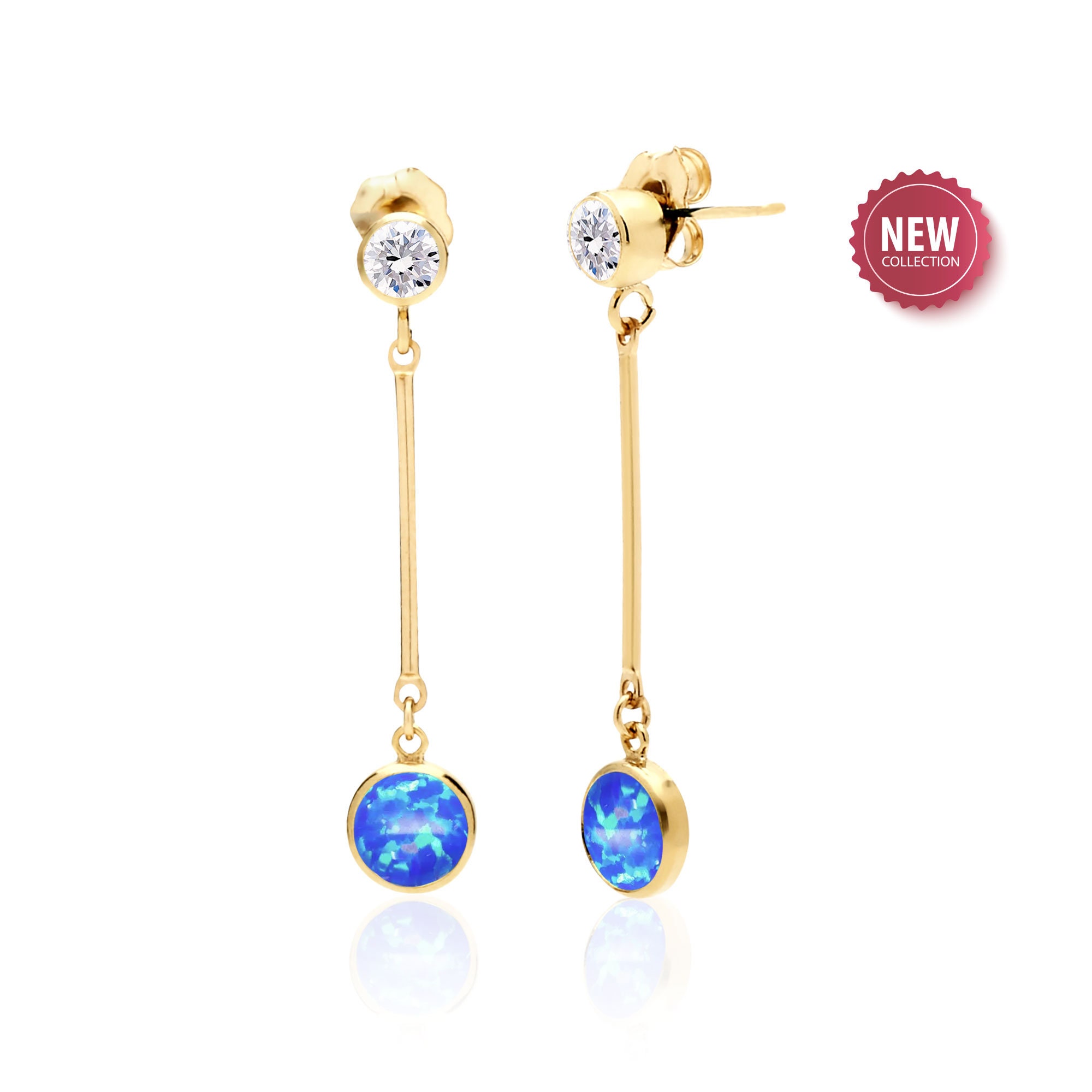 Long Blue Opal Earrings in 14K Gold Filled, Opal Jewelry, October Birthstone, 14th Anniversary Gift for Her