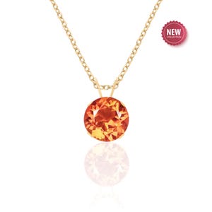 Lab-Created Padparadscha Orange Sapphire  Pendant Necklace in 14K Yellow Gold / Sterling Silver / 14K Gold-Filled, September Birthstone