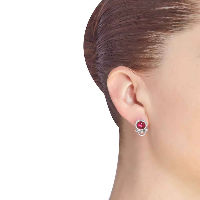 Mother of the Bride Gift July Birthstone Earrings Ruby Earrings Silver Stud Earrings July Birthday Gift for Women 40th Anniversary Gift