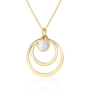 Opal Circle Pendant Necklace for Women in 14K Gold Filled, October Birthstone Jewelry