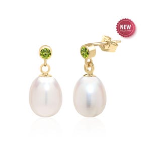 Natural Peridot and Pearl Earring in 14K Gold Filled, August Birthstone, 16th Anniversary Gift, Bridal or Wedding Jewelry