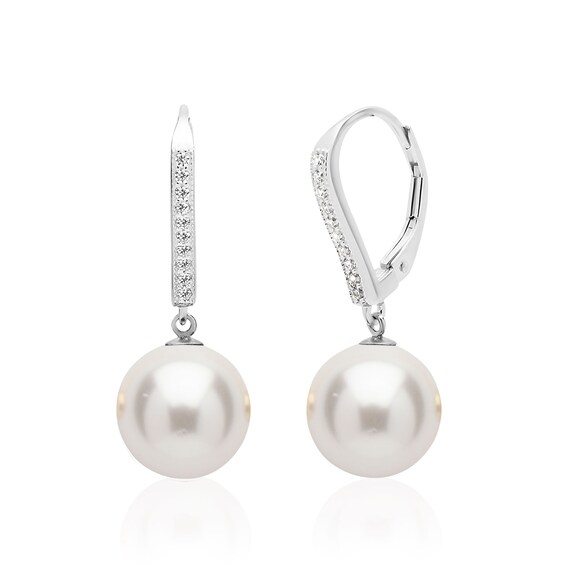 ピアス [MIDNIGHT MOMENT] popping pearl earring - silver 10 Mm Pearl Drop Earrings in Sterling Silver, Crystal Pearl