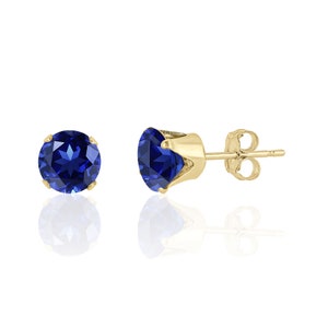 Blue Sapphire Earrings Studs in 14K Solid Gold / 14K Gold Filled / Sterling Silver, Lab Created Sapphire Jewelry, September Birthstone